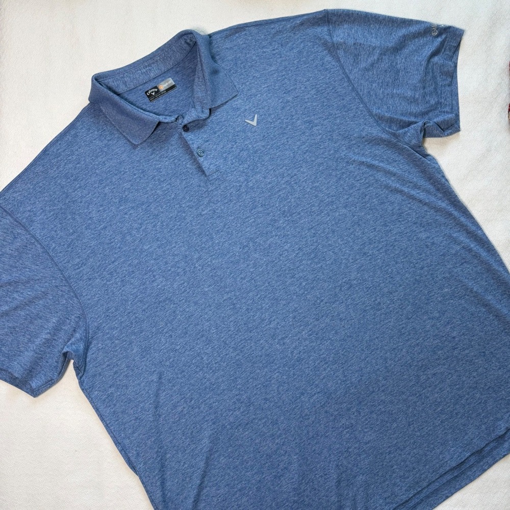 Callaway Opti-Dri Mens 3XLT Blue Heathered Short Sleeve Golf Polo Shirt Tall